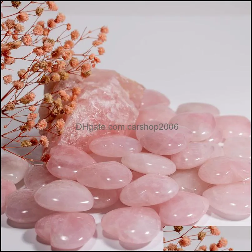 natural pink crystal stone ornaments carved 30x12mm heart chakra reiki healing quartz mineral tumbled gemstones hand home decor