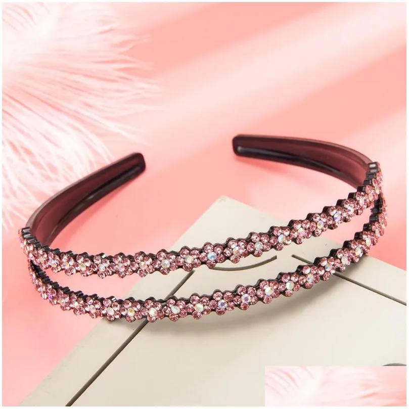 rhinestone crystal headbands hoop double row belt teeth non slip hairpin women resin headwear hair accessories gifts beauty 4 3yy m2