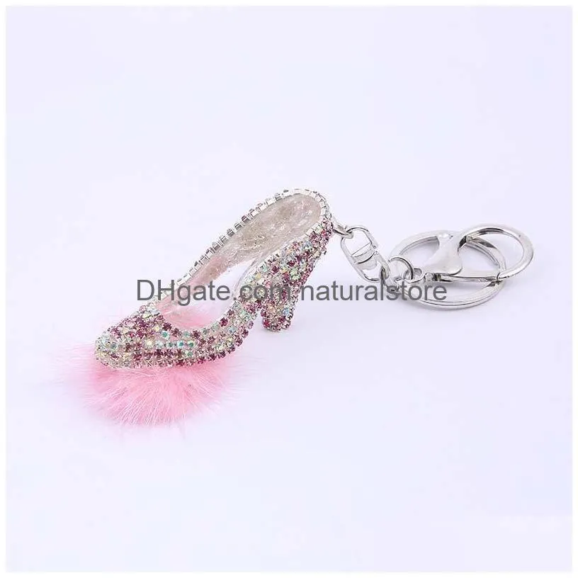 fashion 3d shoes keychains novelty highheel shoes key chains purse handbag charms rhinestone decor sandal keyring gifts