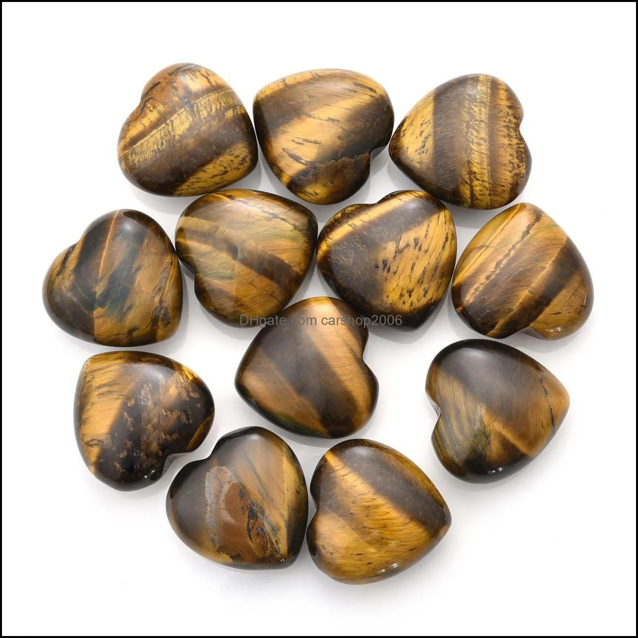 natural crystal tigers eye stone ornaments carved 25x10mm heart chakra reiki healing quartz mineral tumbled gemstones hand home decor