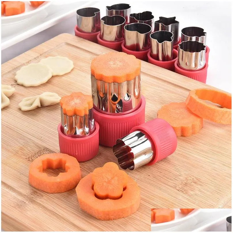 12 pieces stainless steel cookie cutter vegetable flower shape cake cutting mold set diy cookie biscuit cuttingshape tools