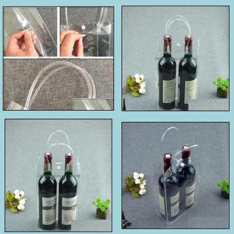 two bottle capacity pvc wine cooling ice bag beer holder gift bags red wine ice bag for outdoor beach party sn3477