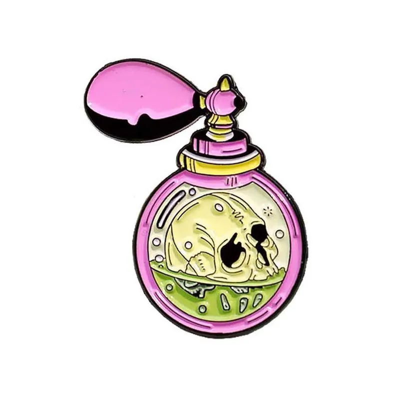 fashion witch potion bottle enamel pins cartoon magic skeleton perfume brooches dark gothic jewelry mysterious gifts lapel backpack badge 1440