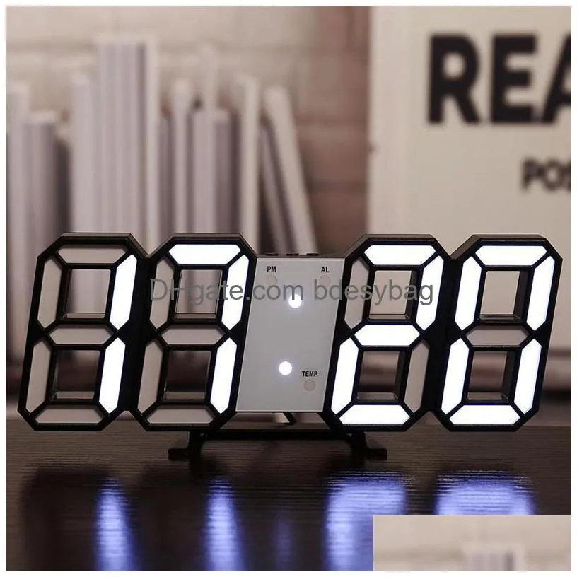 desk table clocks nordic 3d led wall clock electronic digital alarm backlight desktop calendar display home decor