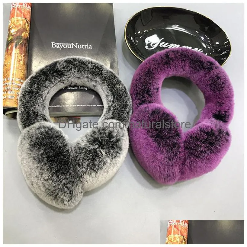 headbands warm earmuffs for winter soft whole fur rex rabbit hair earmuffs fashionable multicoloured plush earmuffs 221107