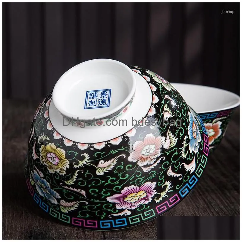 bowls 4.5 inch small rice bowl vintage enamel color chinese art tea household ceramic bone china ramen soup kitchen