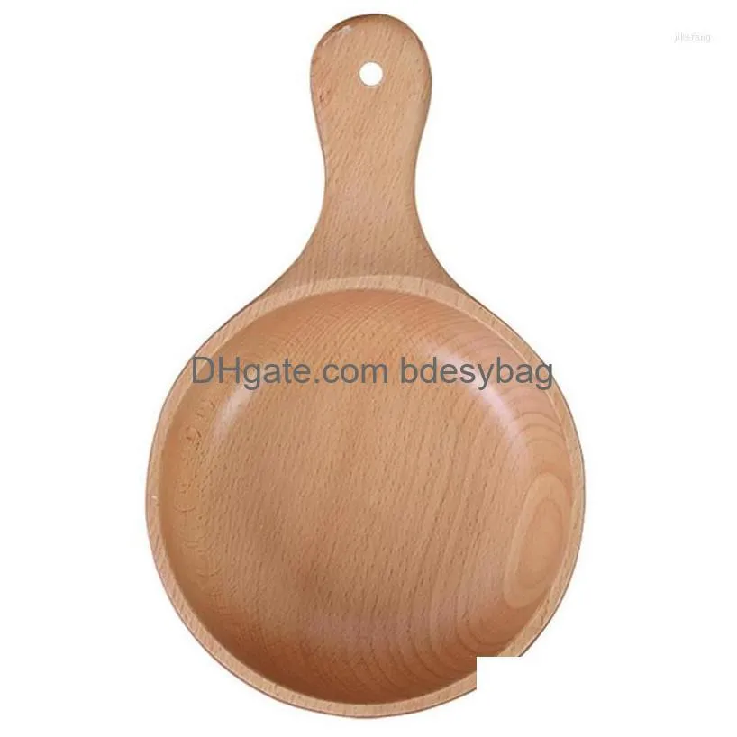 bowls soup with handle solid wooden fruit salad bowl long kitchen tools sushi ramen wood dish container plate