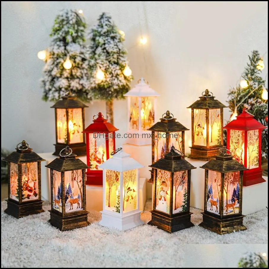 party favor cross border supply of christmas flame candle wind lamp santa claus decoration led luminous tabletop candlestick lamp