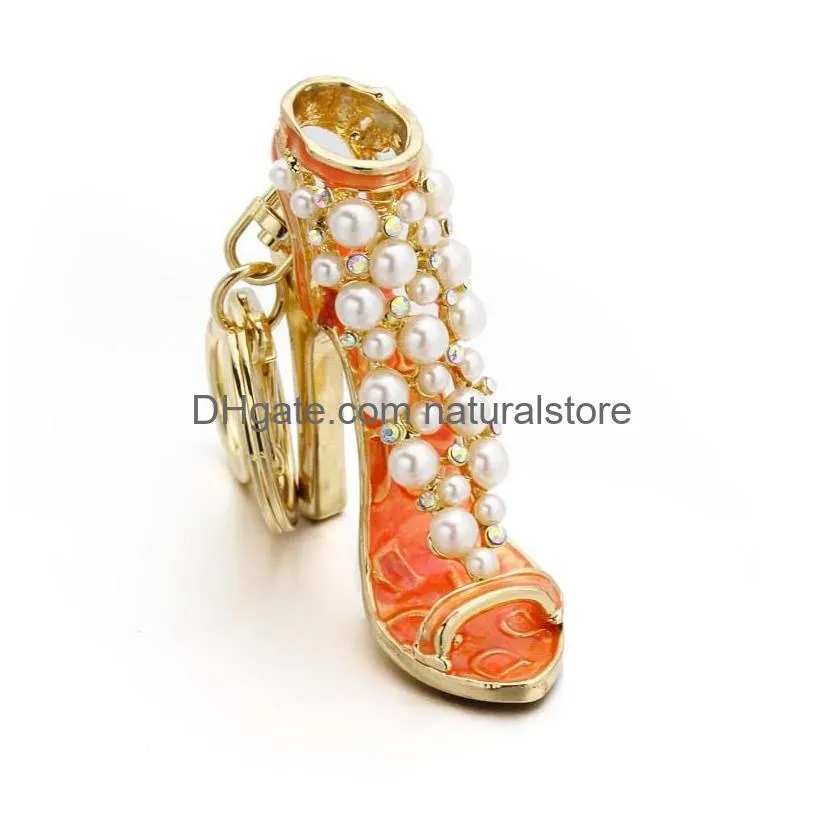 fashion 3d shoes keychains novelty highheel shoes key chains purse handbag charms rhinestone decor sandal keyring gifts