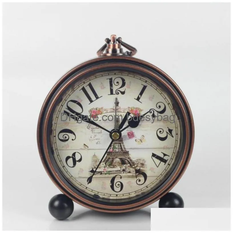 desk table clocks black bronze edge reloj alarma radio temperatura antique clock european pastoral style wrought iron