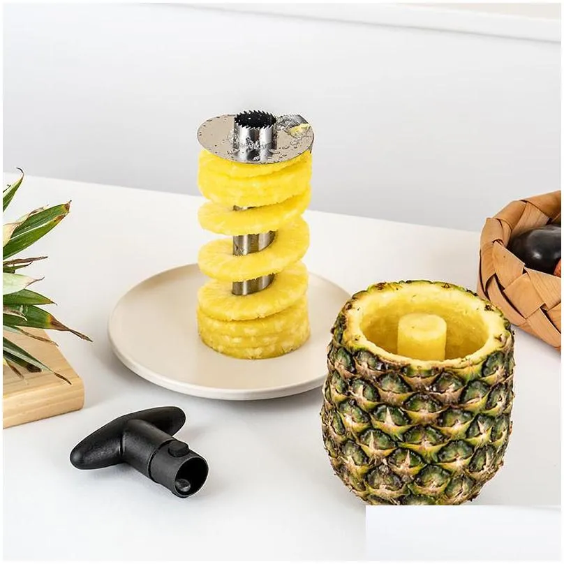 stainless steel pineapple slicer peeler fruit corer slicer kitchen easy tool pineapple spiral cutter new utensil accessories