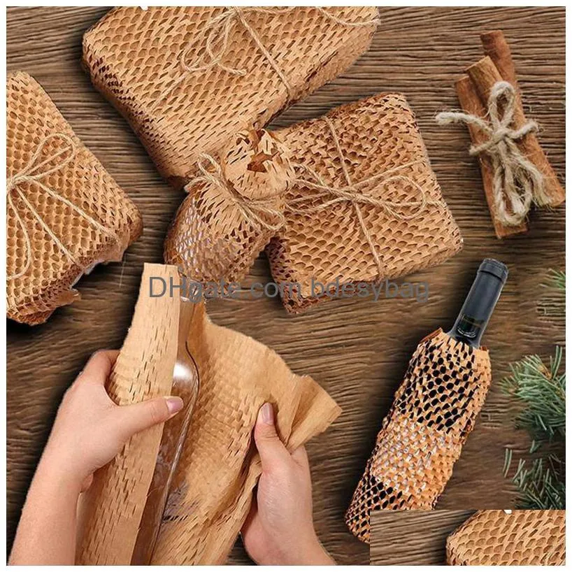 gift wrap 40m brown honeycomb kraft roll for wedding birthday party handmade wrapping craft paper poster packaging