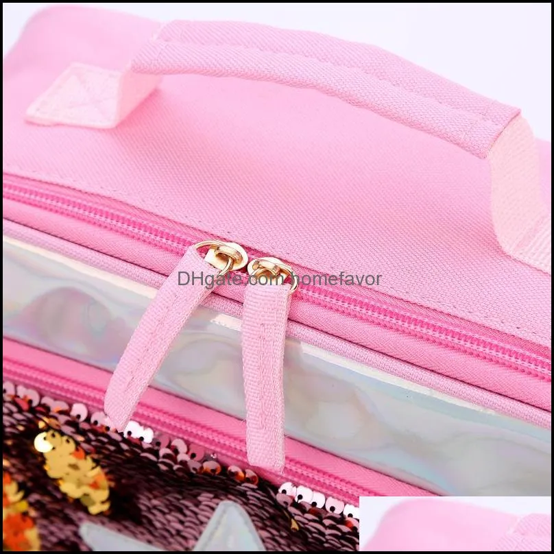fashion sequin kid lunch bag aluminum foil thermal insulated lunch bag portable outdoor picnic lunch box food storage tote box vt0809