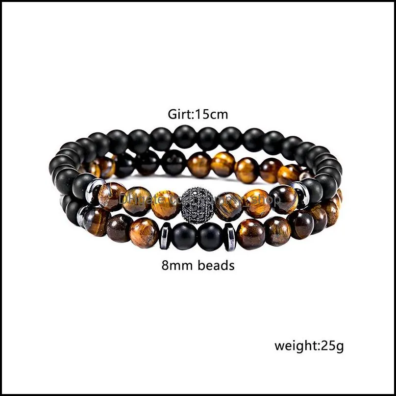 men bracelet 6mm tiger eye bead bracelet natural lava stone diffuser bracelets elastic pulsera men jewelry gift drop 