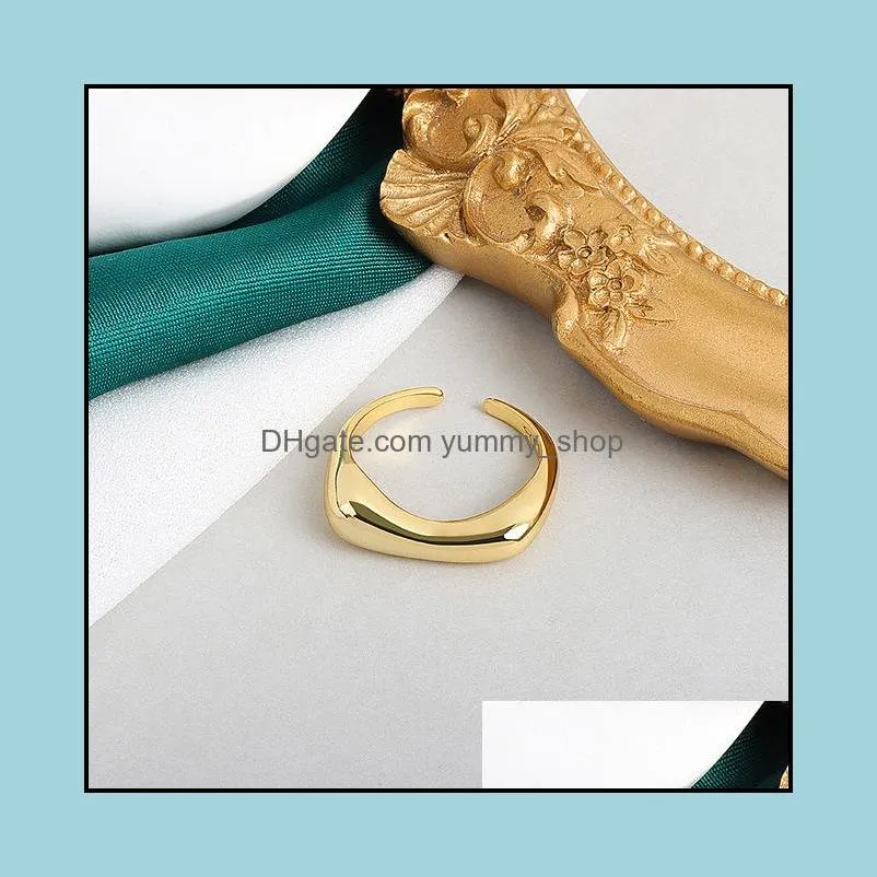 minimalism gold color round geometric finger rings for women 2021 vintage glossy metal chunky irregular open ring female jewelry