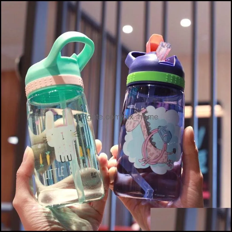 water bottles 450ml kids bottle with straw bpa children drinking kettle healthy plastic portable sports