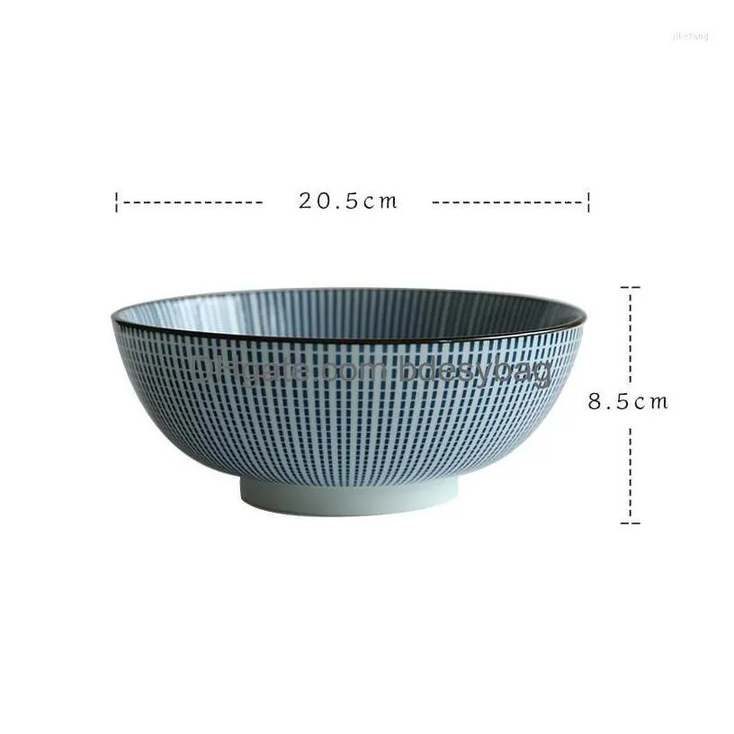 bowls 8 inch japanese ramen bowl ceramic noodle stripe design large soup l dinnerware pasta kitchen