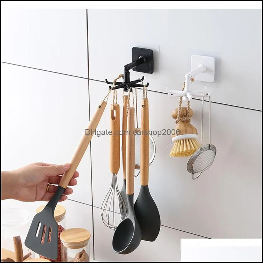 rotatable six claw wall hook bathroom sanitary ware hanger kitchen ware storage