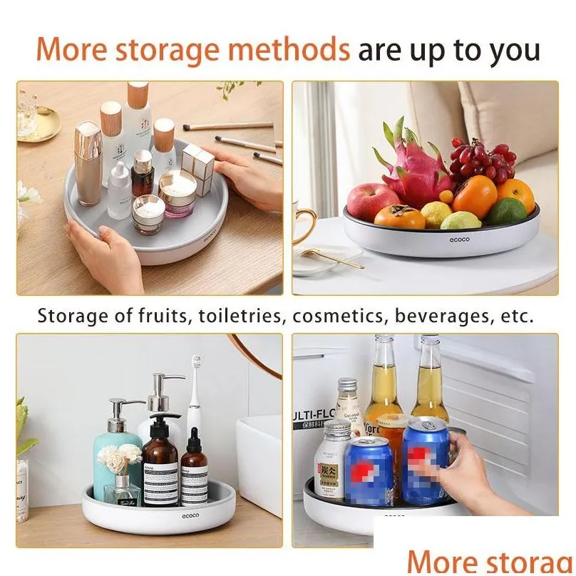360ﾰ rotating spice rack organizer seasoning holder kitchen storage tray lazy susans home supplies for bathroom