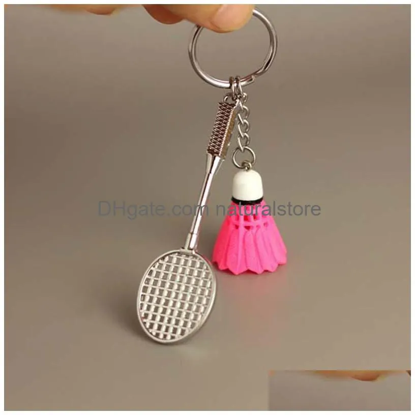 mini 3d badminton keychain colorful decoration badminton key chain keyfob for car key ring bag purse sports gifts 5 colors