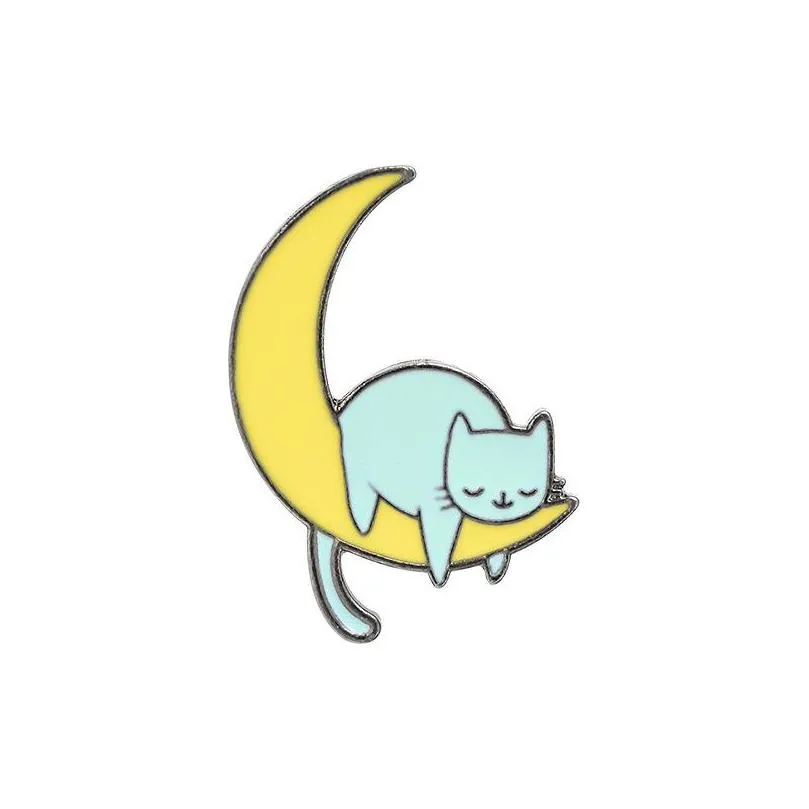 colored lapel brooches pin cartoon cute cat dog animal moon ins badge funny brooch clothing accessories wholesale 1 71ks e3