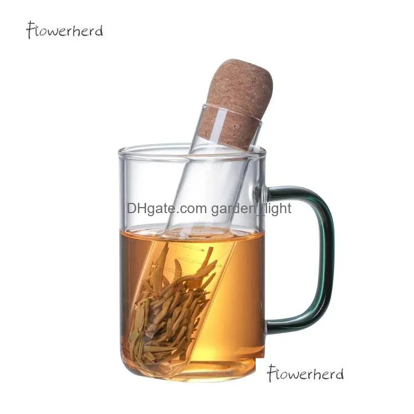 tea strainers creative glass tube design fancy filter tea herb kitchen accessories inventory wholesale