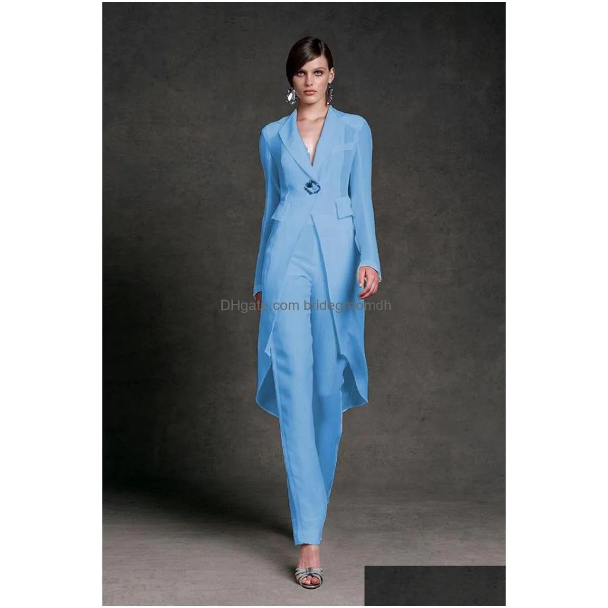jumpsuits 2019 mother of the bride dresses v neck pant suits wedding guest gowns with jackets long sleeve chiffon mothers groom