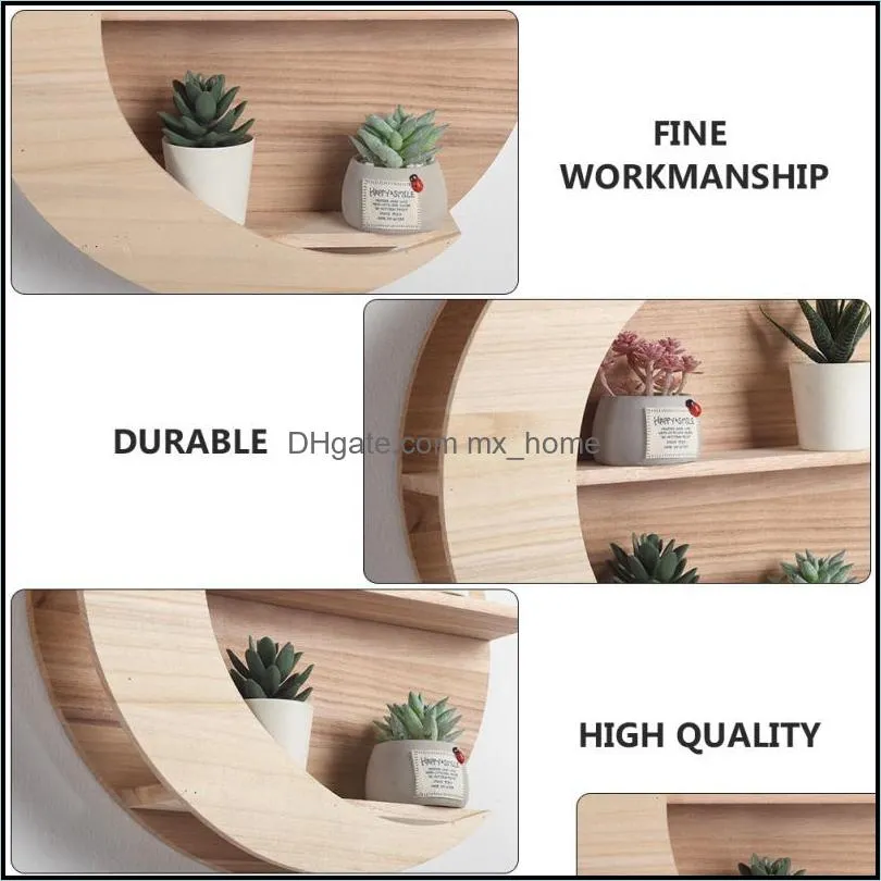 other home decor 1pc wooden storage rack wall mounted creative moon shape