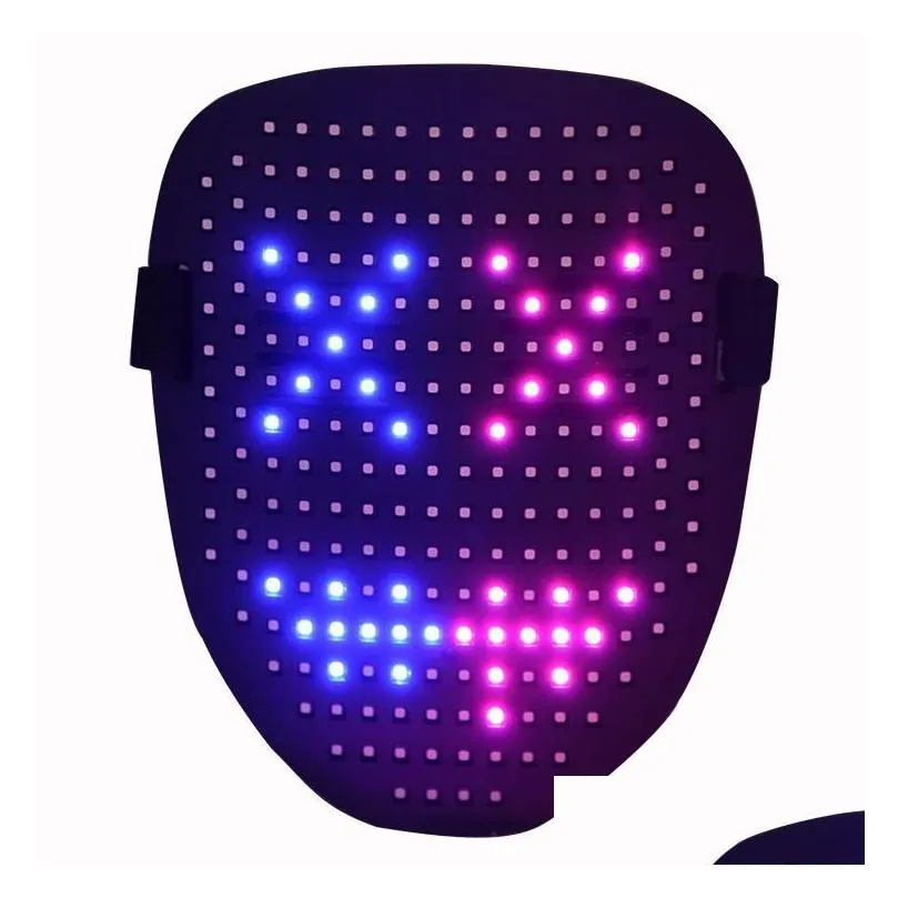 2022 halloween led mask luminous mask 25 dynamic pictures 25 still picturess facechanging induction party dance bars atmosphere props