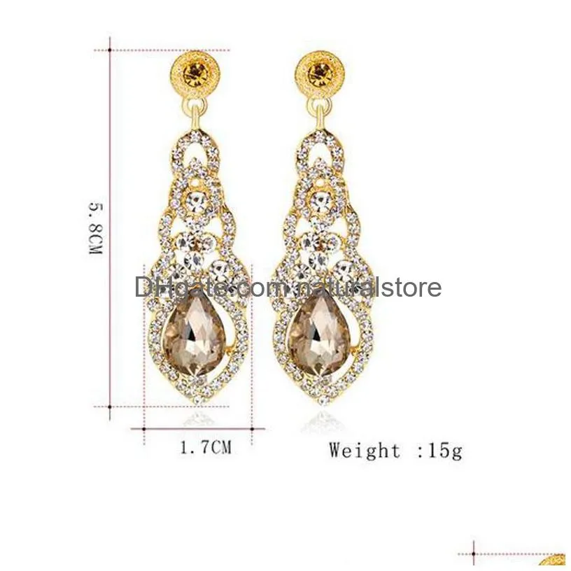 18 k gold plated long earrings fashion jewelry wedding earrings for bride marriage big party earrings pendant party dress