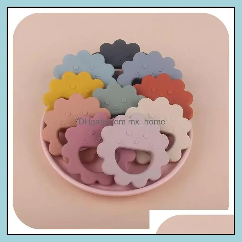 silicone baby teethers flower shaped toddler soothers teether ring teething toys
