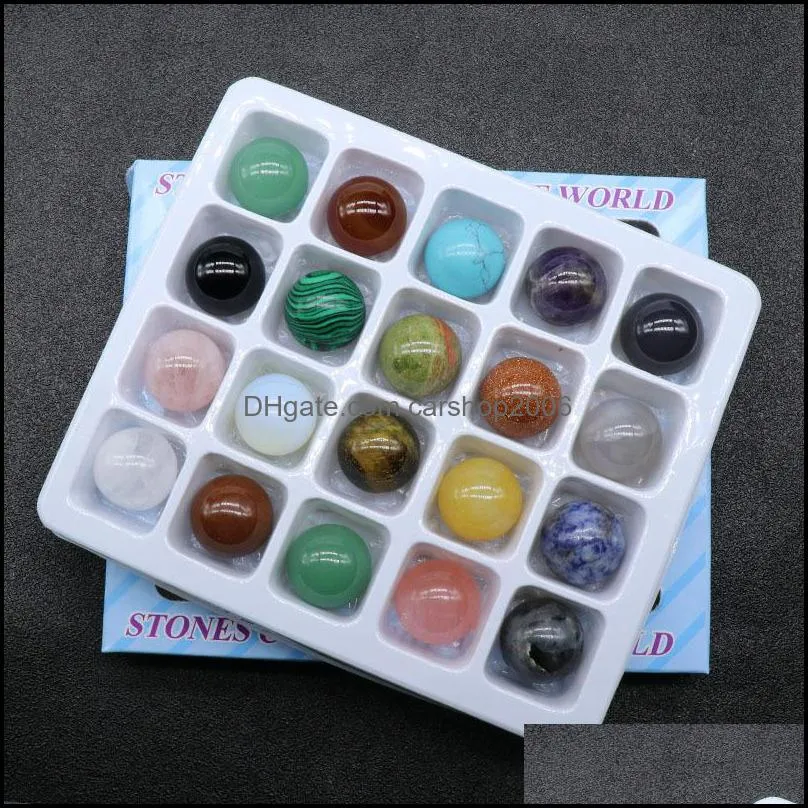 20mm ball reiki healing chakra natural stone bead palm quartz mineral crystal tumbled gemstones hand piece home decoration accessories