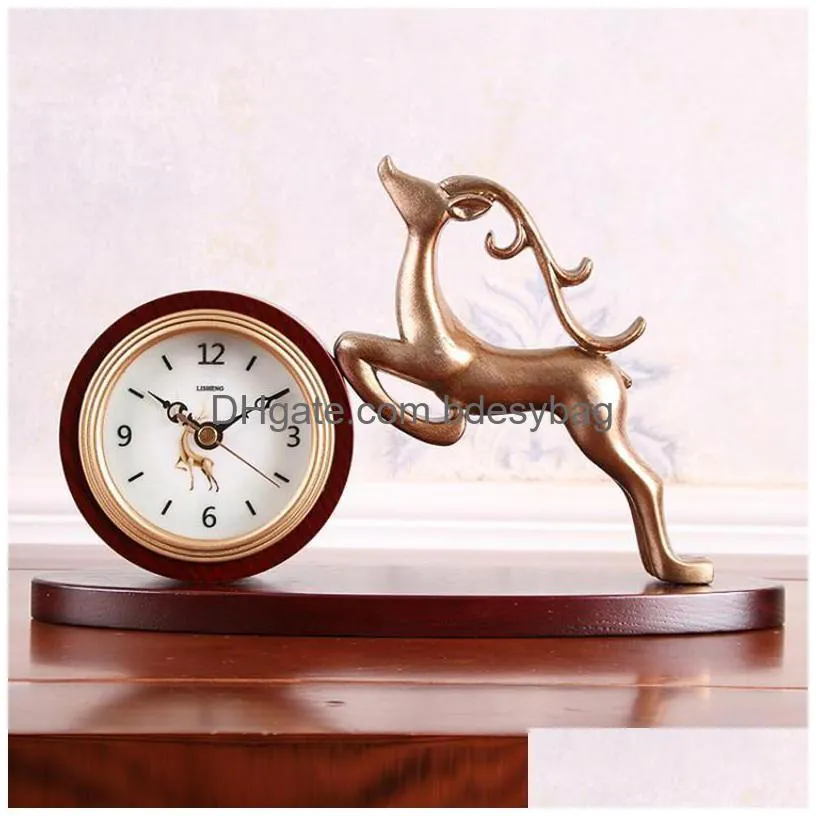 desk table clocks creative european clock silent luxury art golden vintage living room desktop relogio de mesa home decor a60zz