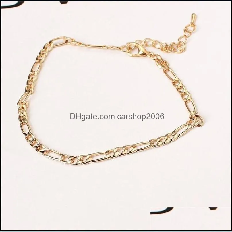 european and american foreign trade jewelry fashion simple and versatile metal chain ladies anklet 1496 v2