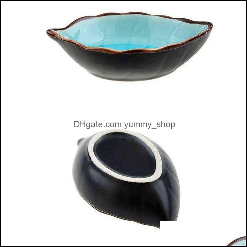 1pc leaves ceramic saucer multipurpose small dishes seasoning dish crackle glaze sauce vinegar tableware kitchen accessories vtm