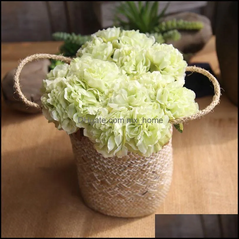 decorative flowers wreaths hydrangea artificial bouquet silk blooming fake peony bridal hand flower roses wedding centerpieces decor