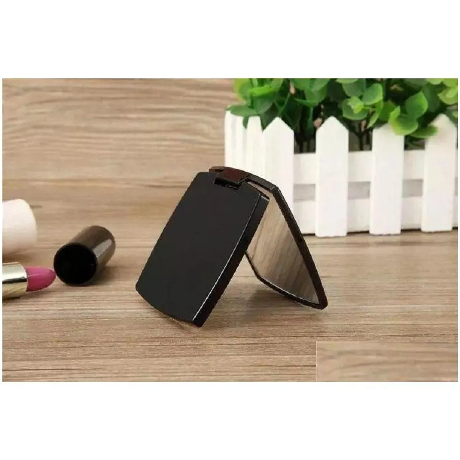 fashion acrylic cosmetic portable mirror folding velvet dust bag mirror with gift box black makeup mirror portable classic style