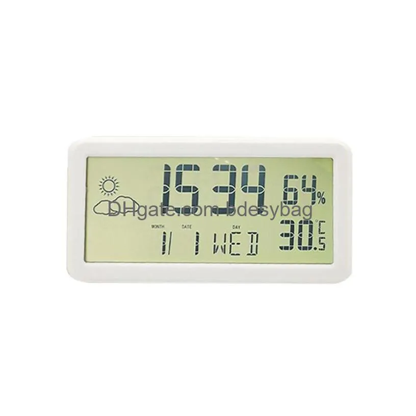 desk table clocks digital desktop clock electronic alarm for bedroom home decor lcd screen with calendar temperature humidity and