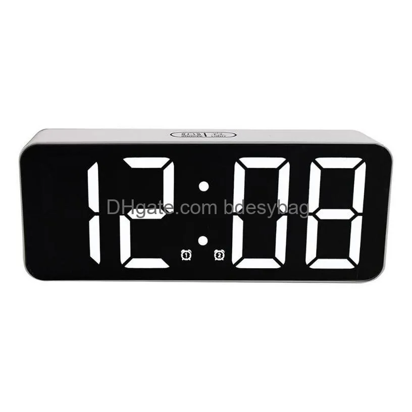 desk table clocks 1pc led mirrored surface digital alarm clock calendar without battery