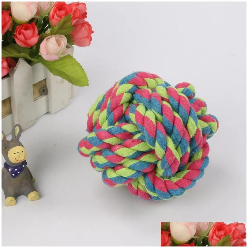 5.5cm pet toy chew teething cotton rope knot ball toys for dog tooth clean ball biteresistant dog chew puppy training interactivetoy