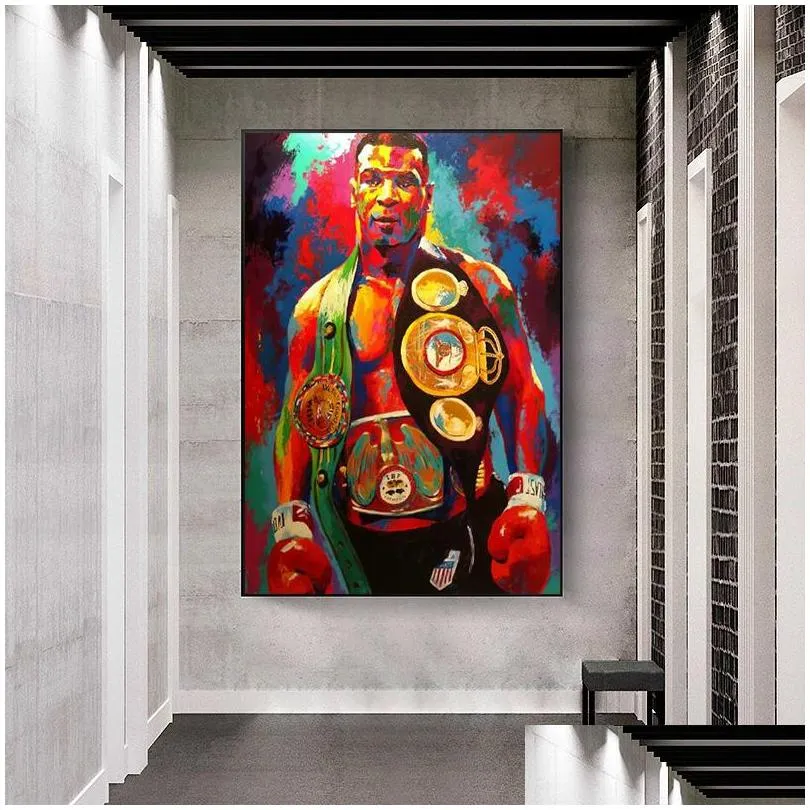 street graffiti art poster wall art decor painting print canvas art boxing champion tyson picture for childrens roomhome decor