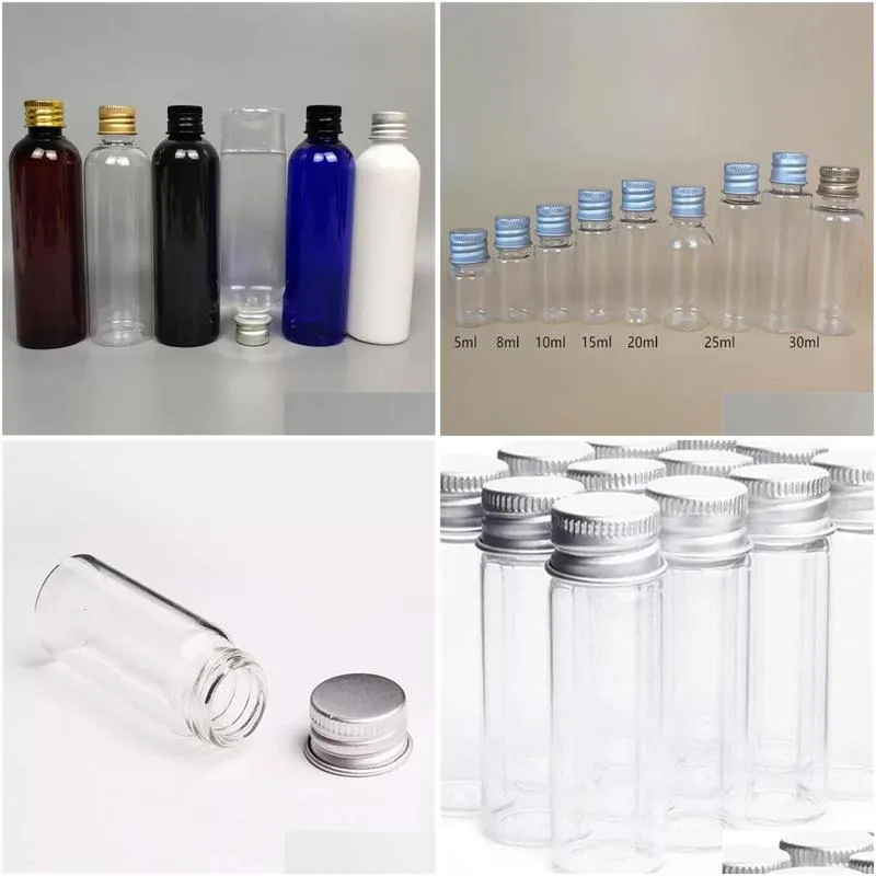 storage box household sundries 25ml transparent/white mini plastic pet bottle chemical vial reagent container with aluminum lid