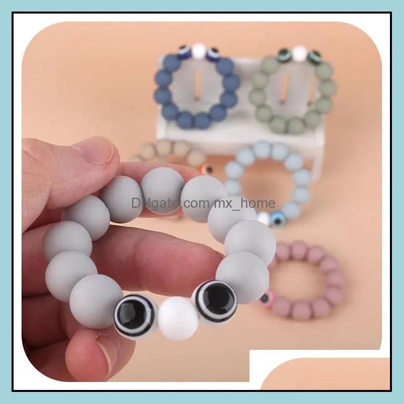 baby silicone teething beads born molar ring infant teethers toy silicon eyes shaped soother toys m3784