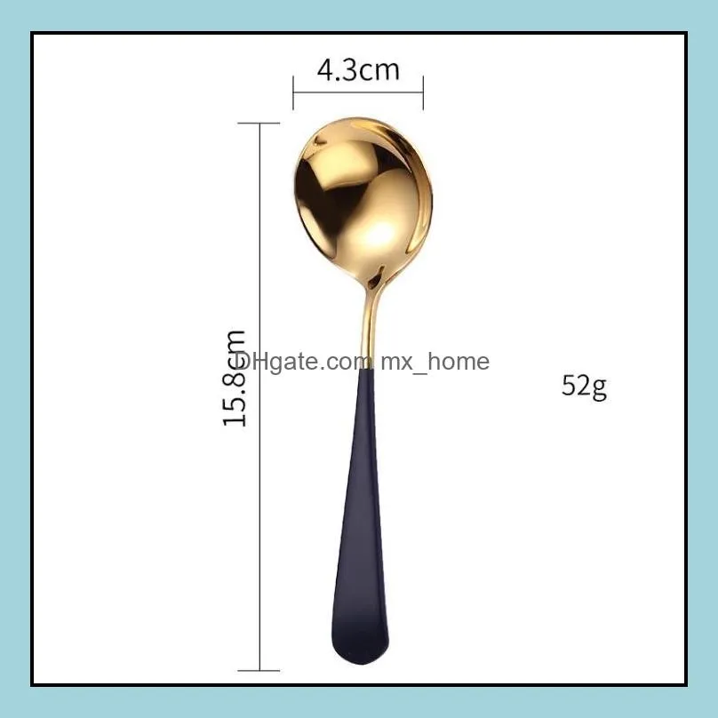 ice cream dessert spoon candy handle coffee spoons gold stainless steel kitchen bar flatware tableware sn3886