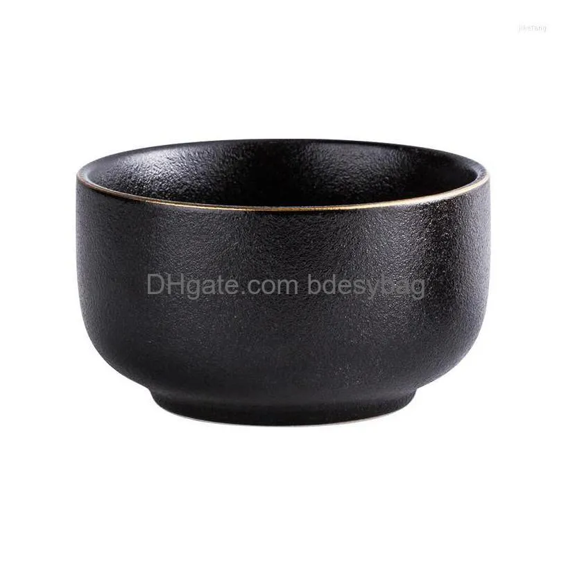 bowls frosted gold rim straight bowl japanese eating household ceramic small ramen soup