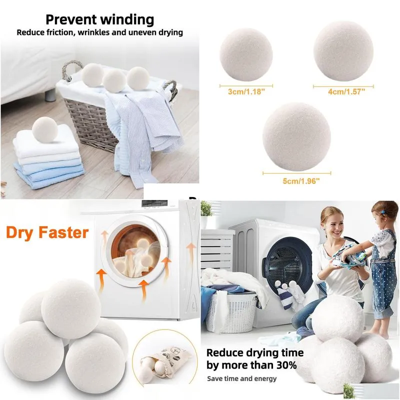 laundry products reusable wool dryer balls softener laundry home washing 4/5/6cm fleece dry kit ball useful washings machine