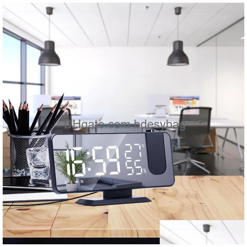 desk table clocks fm radio led digital smart alarm clock watch electronic desktop usb wake up with projection time