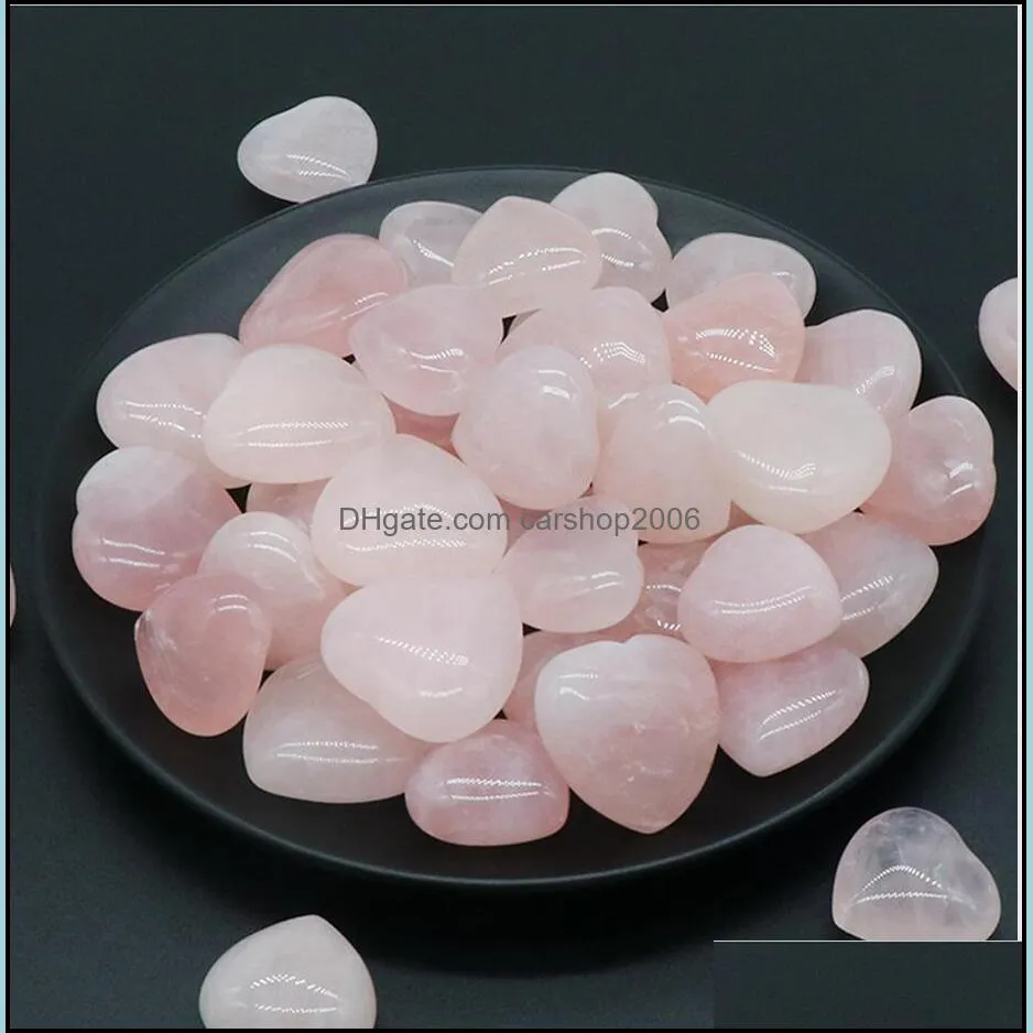 natural stone heart 25mm 30mm rose quartz yoga meditation energy stone bead for chakra healing decoration