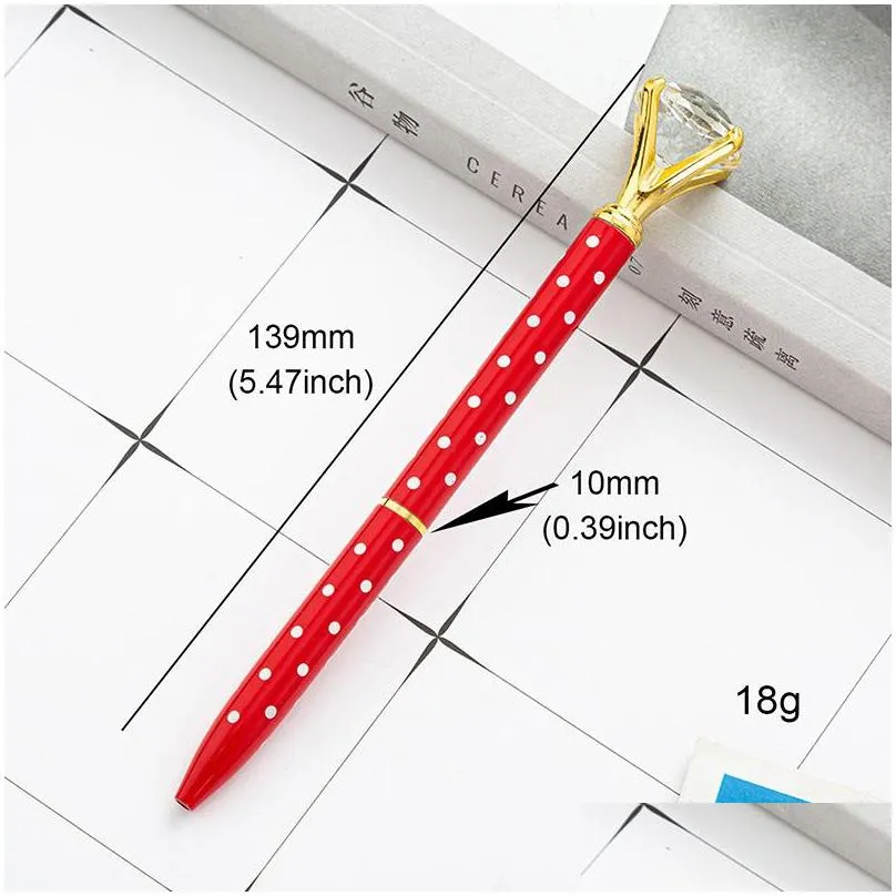 customizable kawaii colorful big diamond ballpoint pen bling little crystal metal ball point pens home office school student writing supply promotion gift