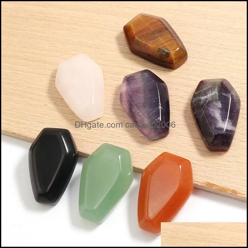 natural crystal stone coffin shape ornaments reiki healing chakra quartz mineral tumbled gemstones gem craft home decoration